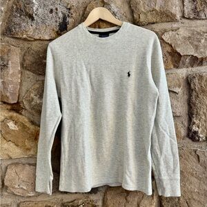 Ralph Lauren long sleeve waffle knit top light gray small